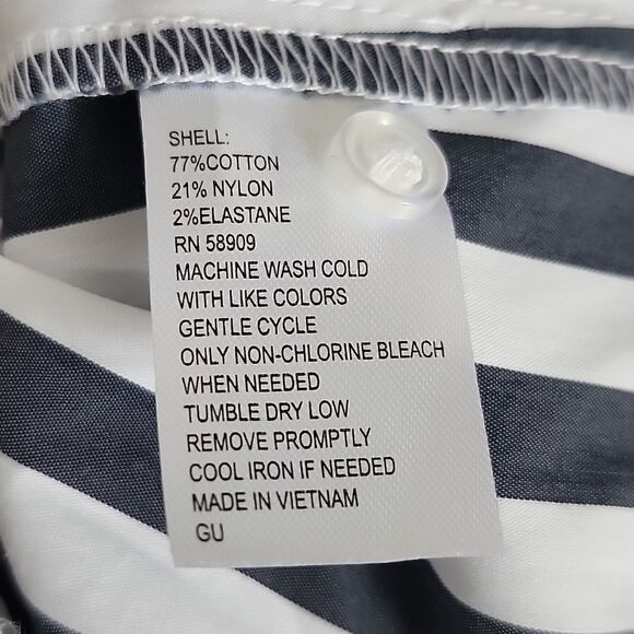 Alex Marie NWT charcoal gray & white striped button down blouse w/ tie waist M - Picture 8 of 10